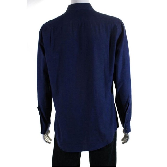 Paul Smith London Mens The Byard Button Down Dress Shirt Blue Cotton Size 16 41 - Picture 3 of 6